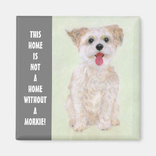Imã Ímã de Cachorro Morkie Com Texto