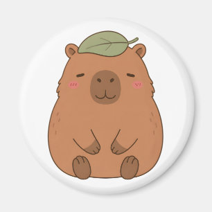 Imã Ímã de Capivara Fofa Com Folha Verde na Cabeça