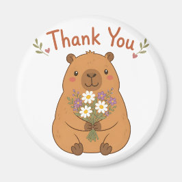 Imã Ímã de Capivara Fofa Obrigado Flores Silvestres