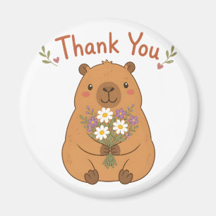 Imã Ímã de Capivara Fofa Obrigado Flores Silvestres