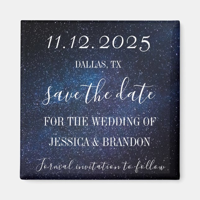 Imã Ímã de Casamento Azul Marinho Noite Estrelada da G (Frente)