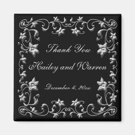 Imã Ímã de casamento floral preto e cinza chumbo