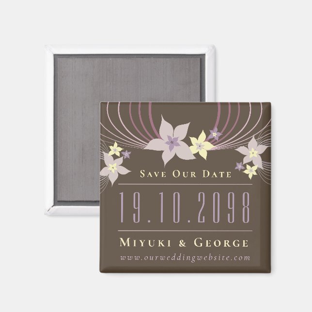 Imã Ímã de Casamento Frangipani Roxo para Salvar a Dat (Front/Back)