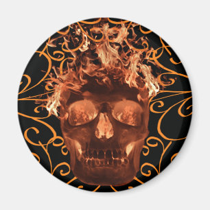 Imã Ímã de Caveira Flamejante Laranja
