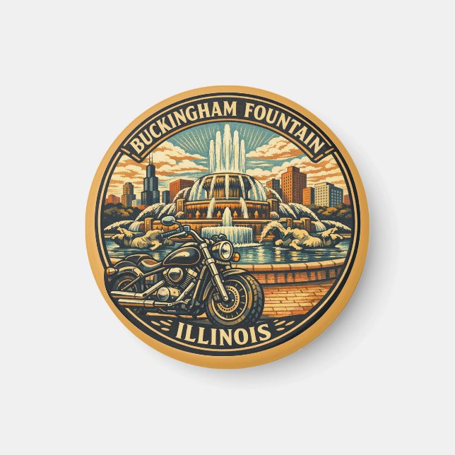 Imã Ímã de Chicago Illinois Motociclista Buckingham Fo (Frente)