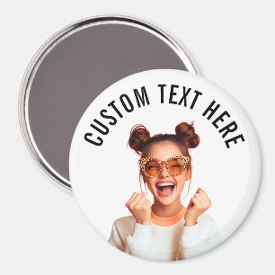 Imã Ímã de Círculo com Foto e Texto Personalizados