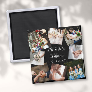 Imã Ímã de Colagem de Fotos de Casamento Sr Sra Elegan