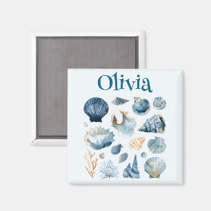 Imã Ímã de Concha Azul Nome Personalizado