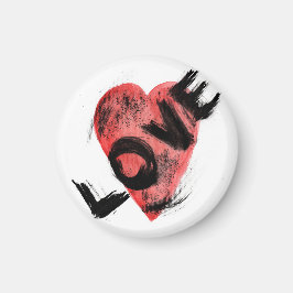 Imã Ímã de Coração "AMOR" Minimalista Grunge – Kit Mod