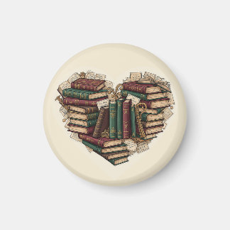 Imã Ímã de Coração de Livro | Arte de Leitor Estético