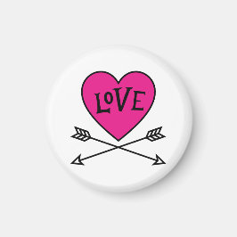 Imã Ímã de Corações de Cupido com Coração Rosa