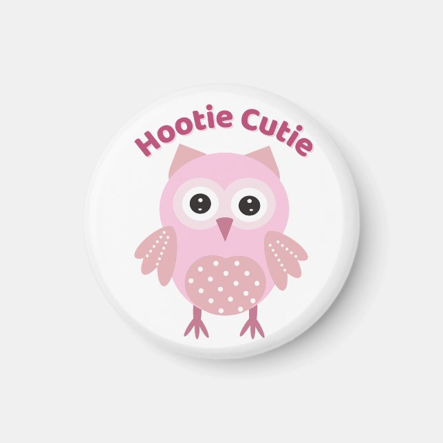 Imã Ímã de Coruja Rosa Hootie Cutie (Frente)