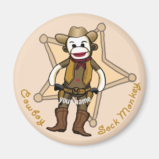 Imã Ímã de Cowboy de Macaco de Meia  (Frente)