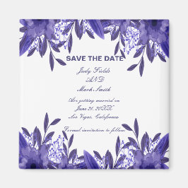 Imã Ímã de Data de Salvamento de Folhagem Floral Azul