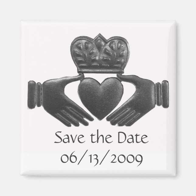Imã Ímã de data de salvar Claddagh irlandês (Frente)