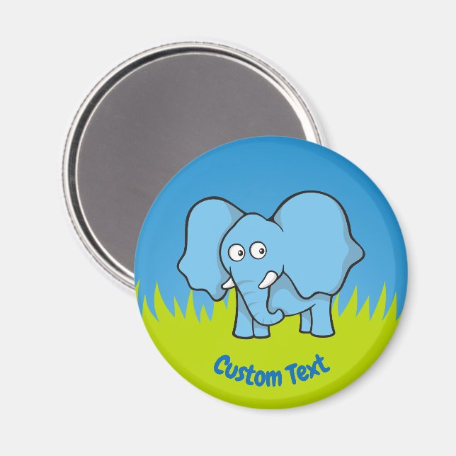 Imã Ímã de desenho animado de elefante azul (Front/Back)