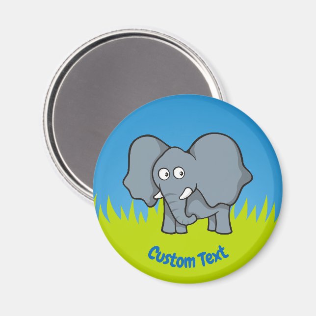 Imã Ímã de desenho animado de elefante cinza (Front/Back)