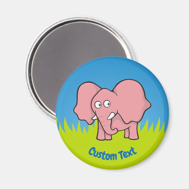 Imã Ímã de desenho animado de elefante rosa (Front/Back)