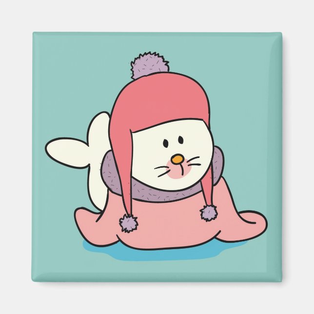Imã Ímã de desenho animado de foca bebê fofa (Frente)
