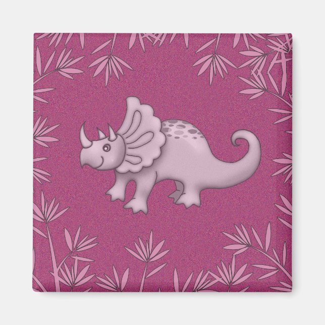 Imã Ímã de Dinossauro Triceratops Fofo (Frente)