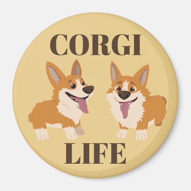 Imã Ímã de Dois Cachorros Corgi Fofos (Frente)