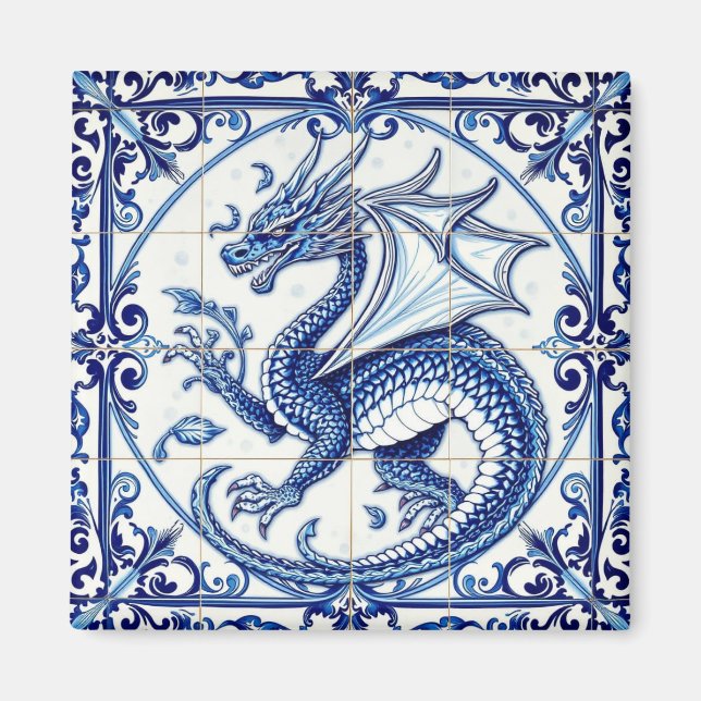 Imã ímã de dragão da lua safira (Frente)