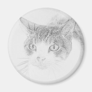 Imã Ímã de Esboço de Rosto de Gato Fofo