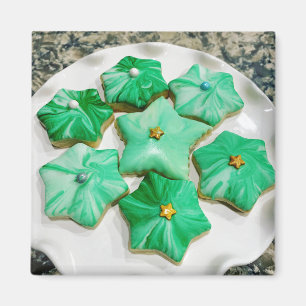 Imã Ímã de Estrelas de Natal Verdes com Gelo Real