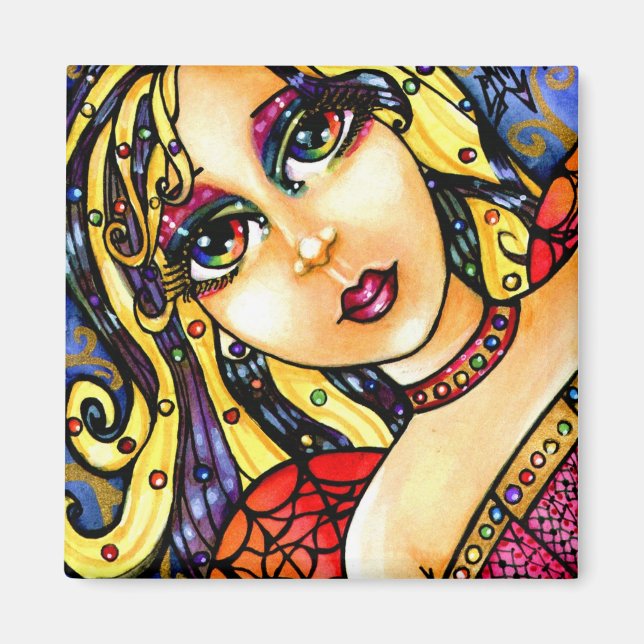 Imã Ímã de fada do arco-íris Bonito e brilhante Mosaic (Frente)