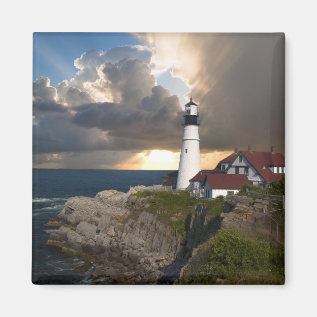 Imã Ímã de Farol Lindo Sobre o Oceano (Frente)