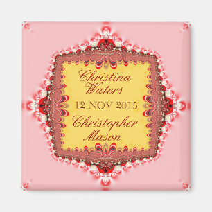 Imã Ímã de Favor de Casamento em Cetim e Renda Rosa Am