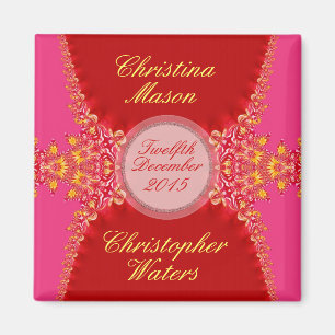 Imã Ímã de Favor de Casamento em Cetim+Renda Rosa Verm