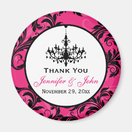 Imã Ímã de Favor de Casamento Pink Black White Lustre