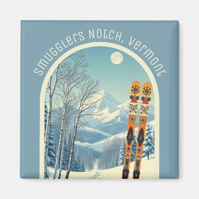 Imã Ímã de férias de esqui Smugglers Notch Vermont (Frente)