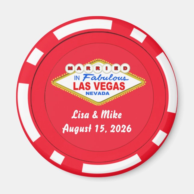 Imã Ímã de Ficha de Poker Casado em Las Vegas (Frente)