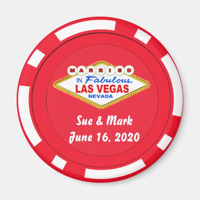 Imã Ímã de Ficha de Poker Casado em Las Vegas (Frente)