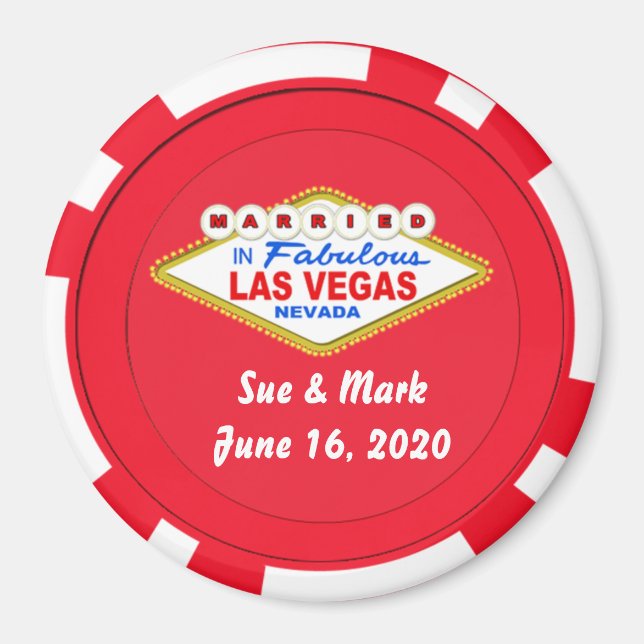Imã Ímã de Ficha de Pôquer Casado em Las Vegas (Frente)