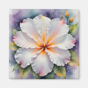 Imã ímã de flor de hibisco branco