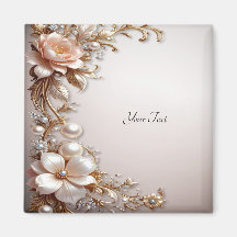 Ímã de Flores Macias Rosa e Brancas