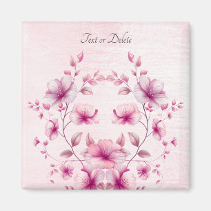 Imã Ímã de Flores Rosa em Aquarela