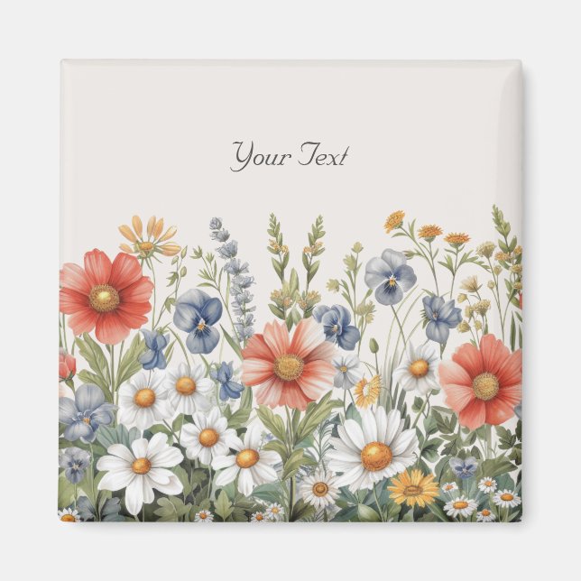 Imã Ímã de Flores Silvestres Coloridas (Frente)