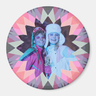 Imã Ímã de Foto de Estrela de Natal Cinza Rosa Persona