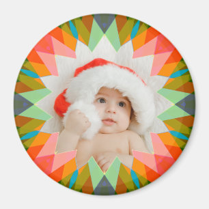 Imã Ímã de Foto de Estrela de Natal Rosa Verde Persona