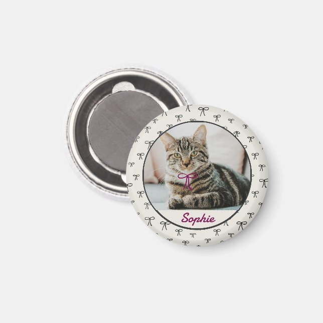 Imã Ímã de Foto de Pet com Laço Coquette Personalizado (Front/Back)