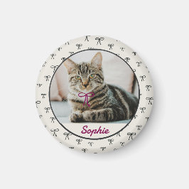 Imã Ímã de Foto de Pet com Laço Coquette Personalizado