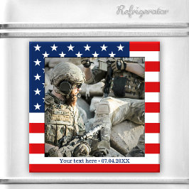 Imã Ímã de Foto Personalizado Bandeira EUA Patriota