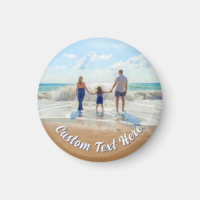 Imã Ímã de Foto Personalizado com Texto (Frente)