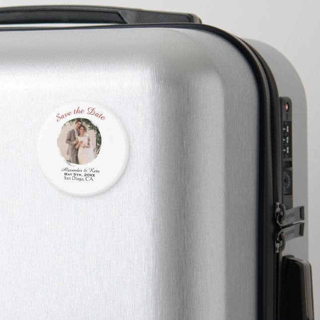 Imã Ímã de Foto Simples e Elegante para Salvar a Data (In Situ (Luggage))