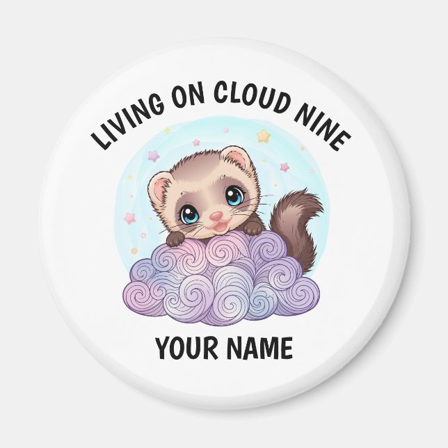 Imã Ímã de Furão Fofo Personalizado com Texto Personal (Frente)