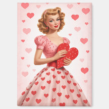 Ímã de Garota Pin-Up Vintage do Dia dos Namorados